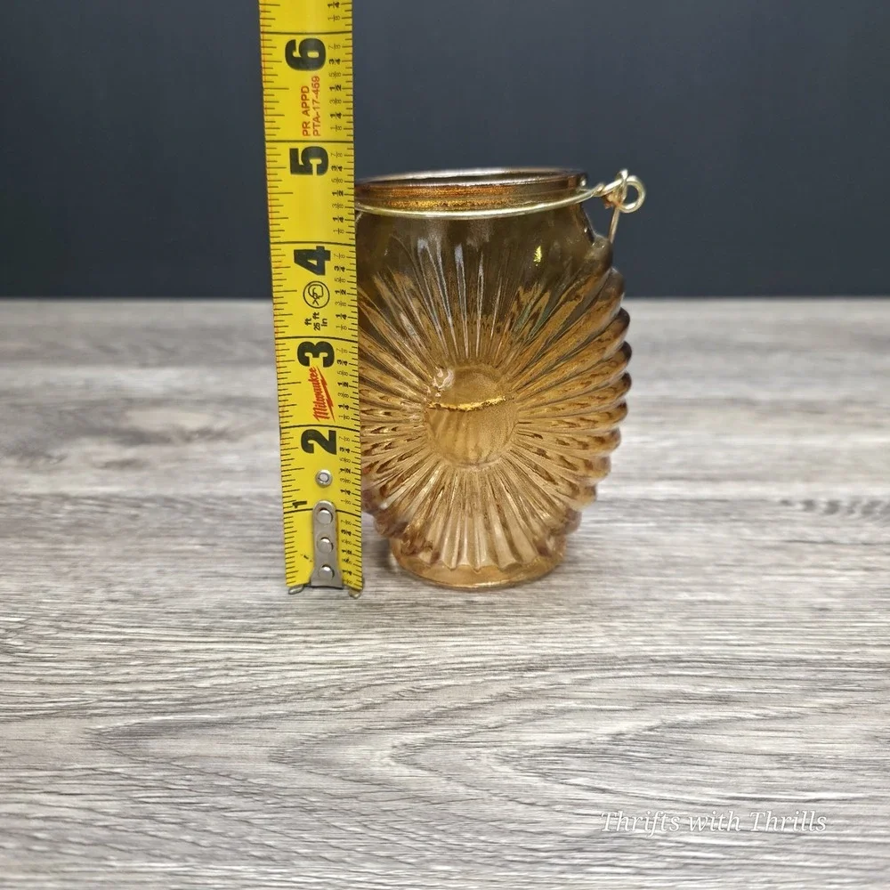 Amber Lantern Style Small Vase‎ - Great For Any Occasion - 4.5